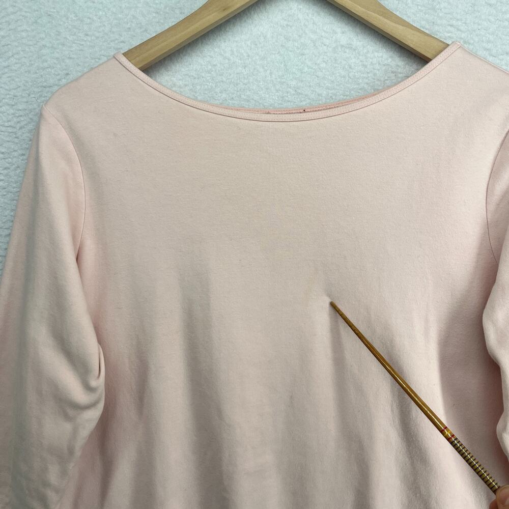 EILEEN FISHER Top XL Cotton Interlock Jersey Boat Neck 3/4 Sleeve Basic Pink - Picture 6 of 10